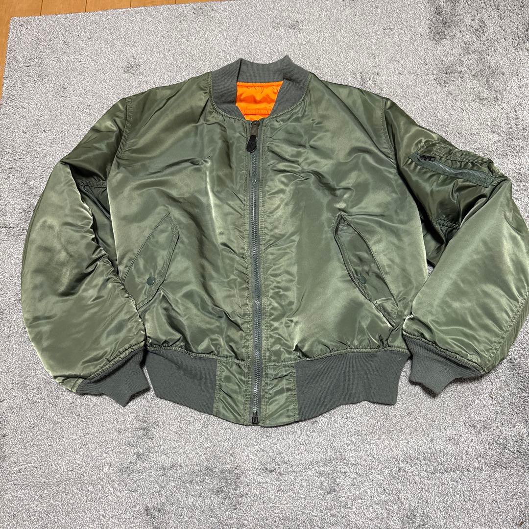 80s旧タグALPHA MA-1フライトジャケットUSA製 ヴィンテージ ALPHA INDUSTRIES - ALPHA 80s USA製 ビンテージ 旧タグ MA-1 ブラック