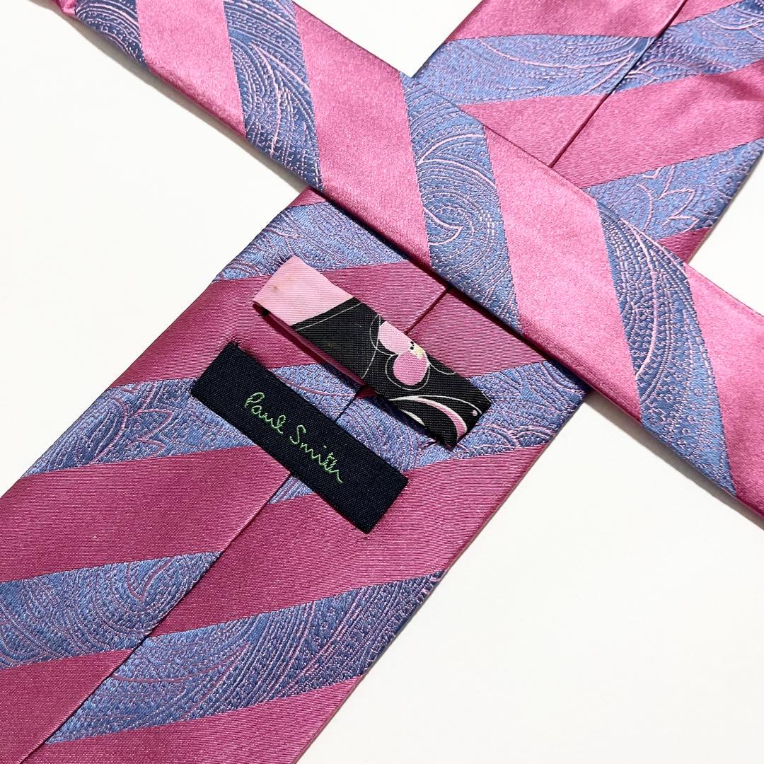 極美品】ポールスミス ネクタイ ペイズリー×ストライプ柄 シルク ジャ