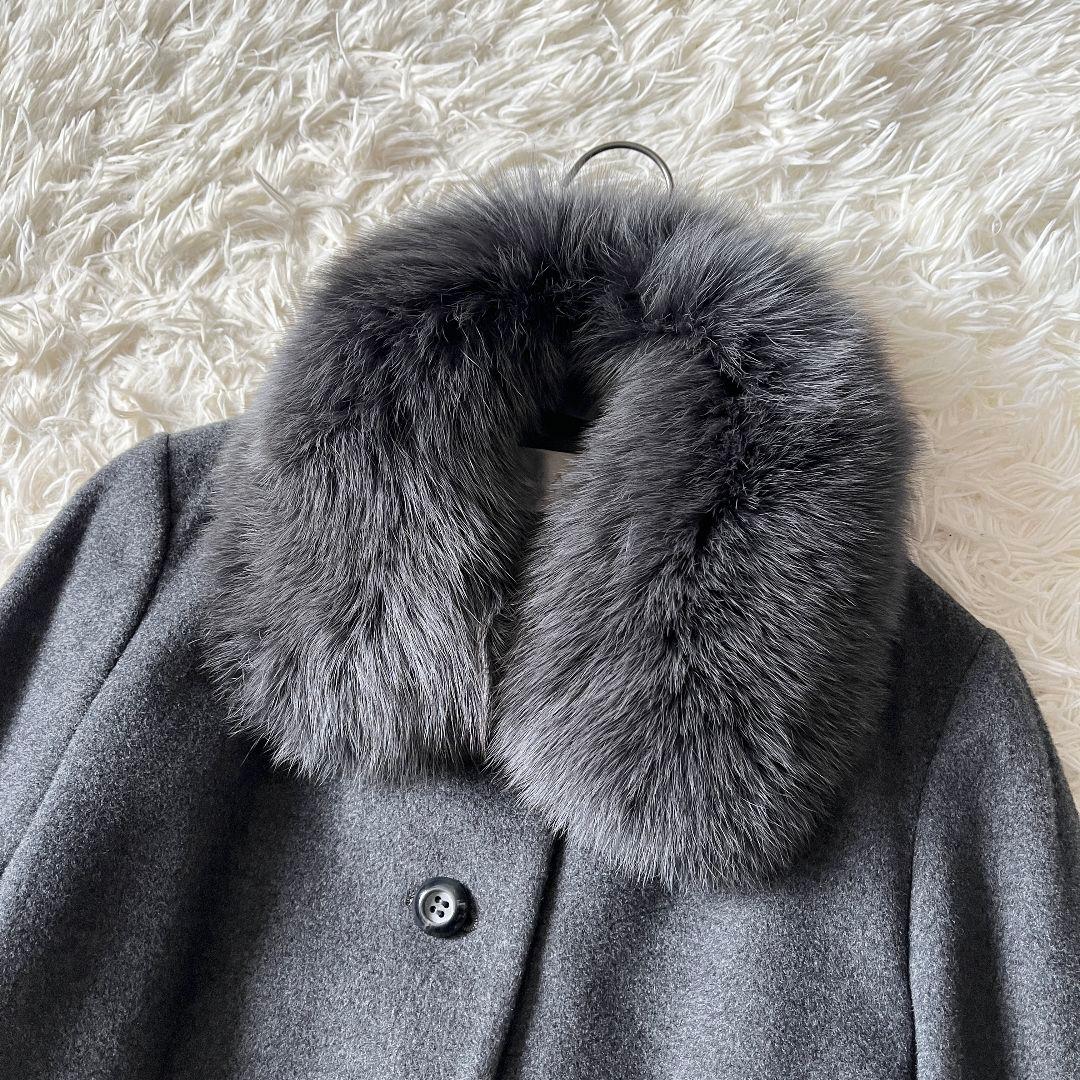 美品】マギー フォックスファー付 ウールコート アンゴラシルク混 9号