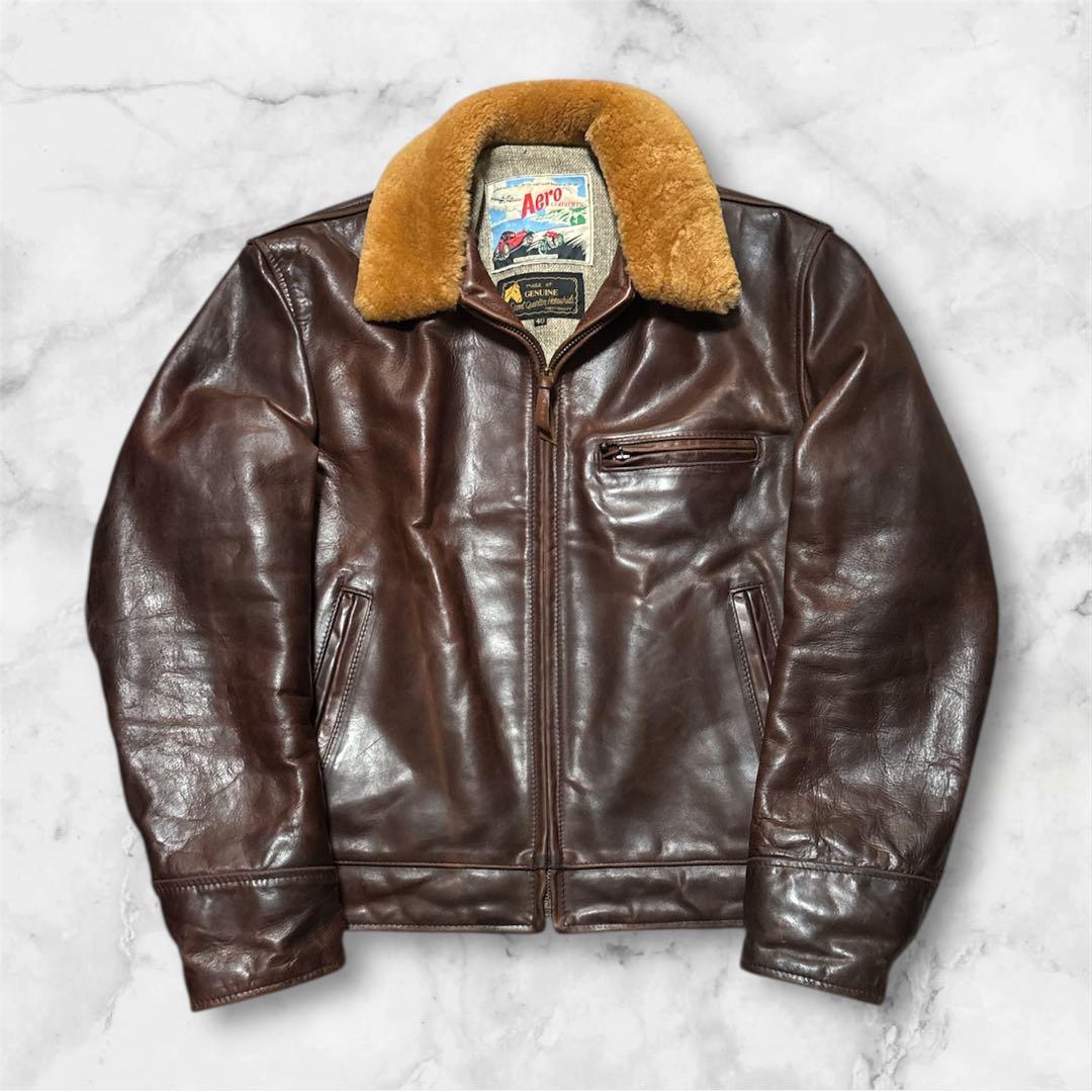 送料込 エアロレザー ホースハイド スポーツ レザージャケット ボアえり 40 楽天市場】エアロレザー AERO LEATHER ライダースジャケット HALFBELT