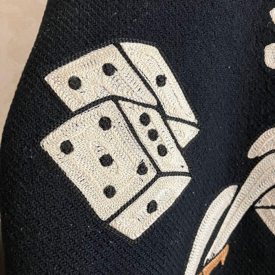 ジェラード 50's復刻 \"SINNERS\" チェーン刺繍 本革袖スタジャン 黒