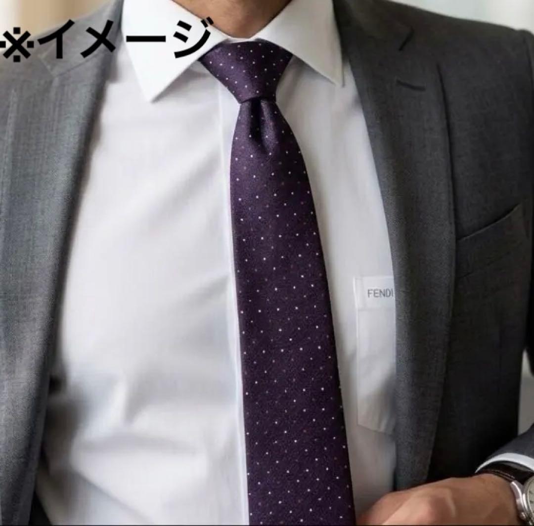 極美品】FENDI フェンディ ネクタイ シルク100% ドット柄 パープル