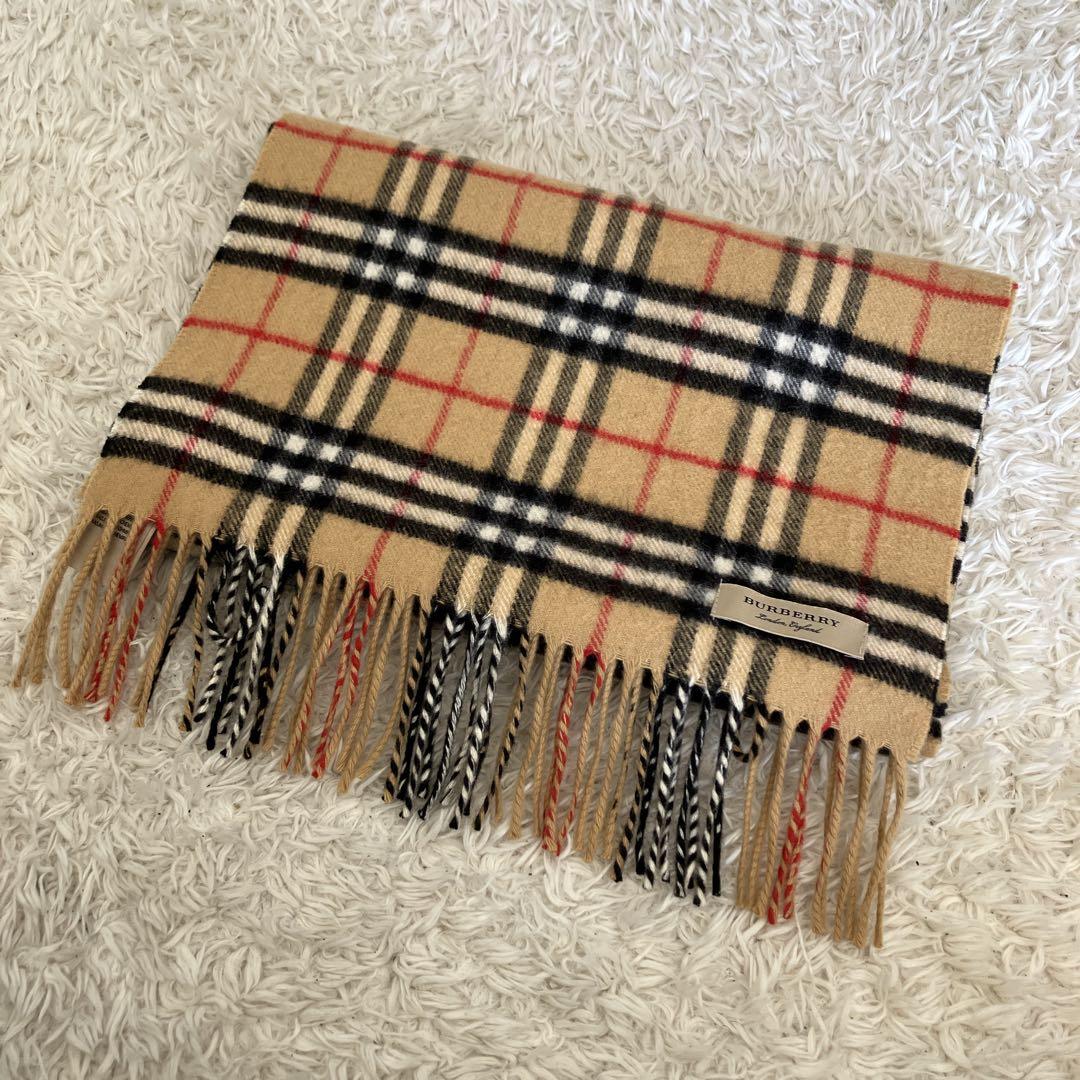 美品バーバリーロンドン イングランド ノバチェック カシミア100