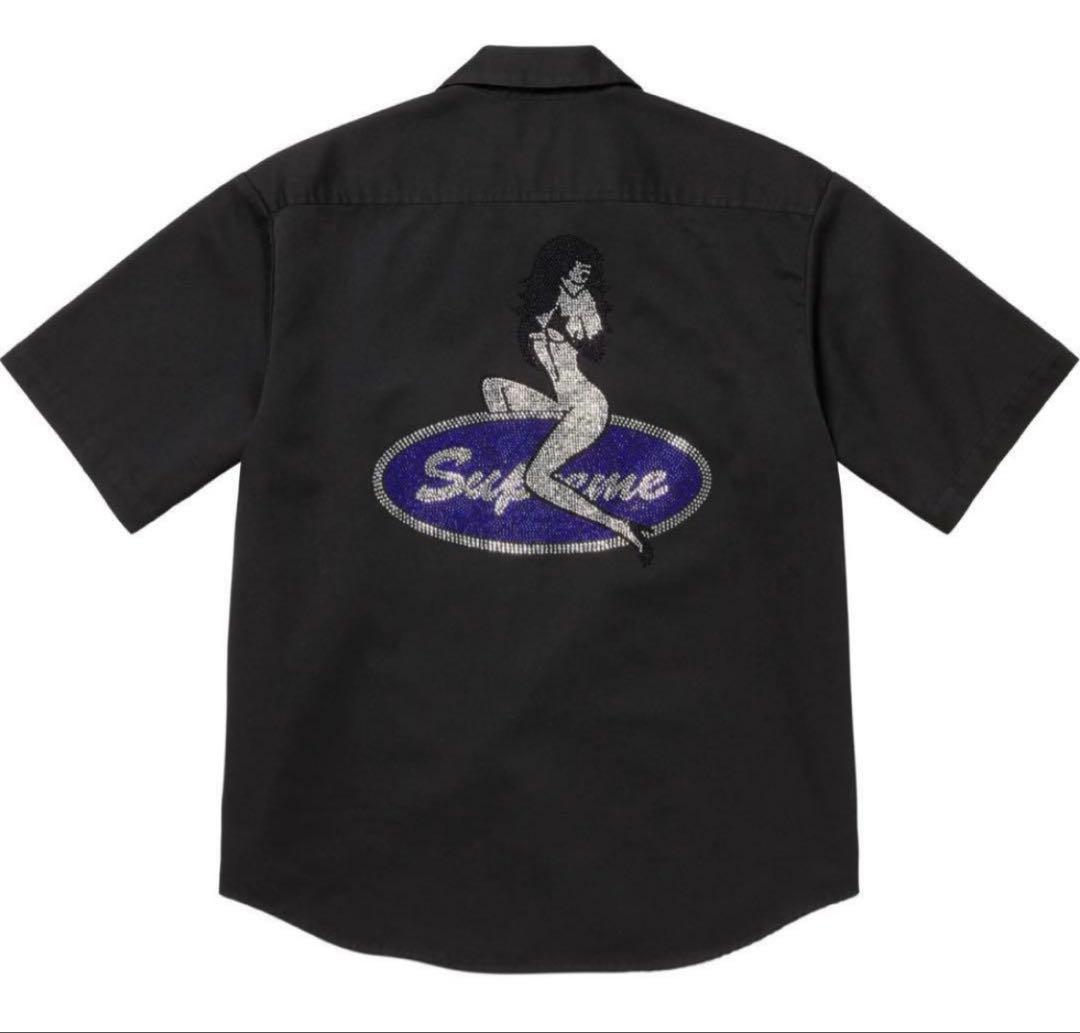 Supreme Rhinestone Pin Up S/S Work Shirt - メルカリ
