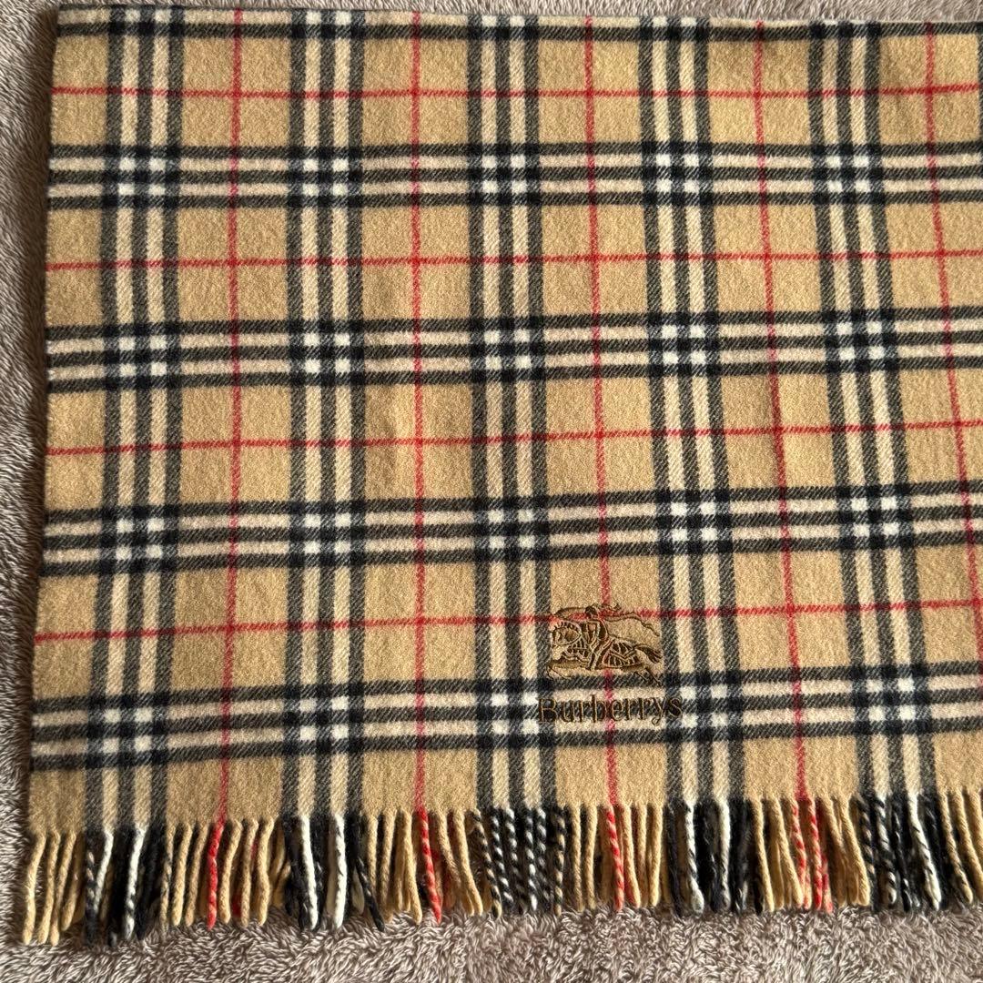 バーバリー ノバチェック チェック柄ストール ひざ掛け フリンジ付