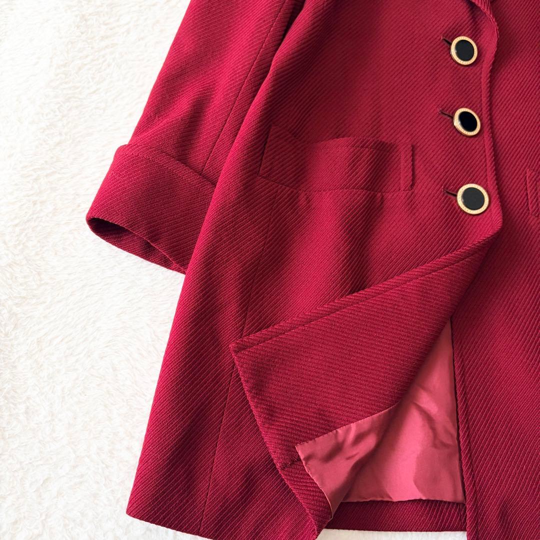 6274 希少✨ イヴサンローラン チェスターコート 9 レッド ウール100