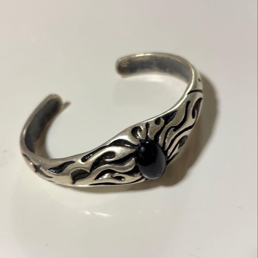 シルバー925 オニキス　トライバルバングル シルバー925 オニキスバングル メンズ 腕輪 一粒 シルバーバングル 銀