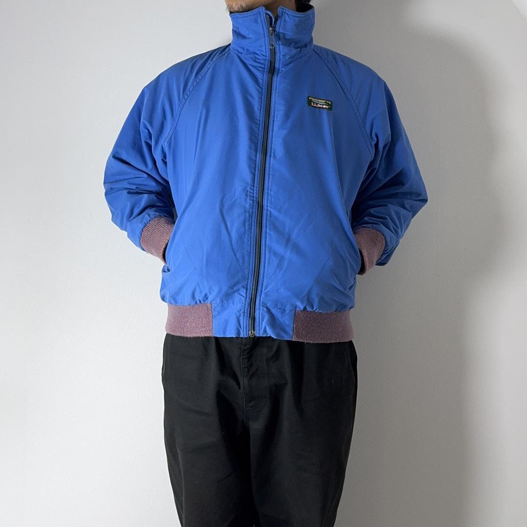 90s L.L.Bean ウォームアップジャケット 裏フリース 短丈 ブルー古着