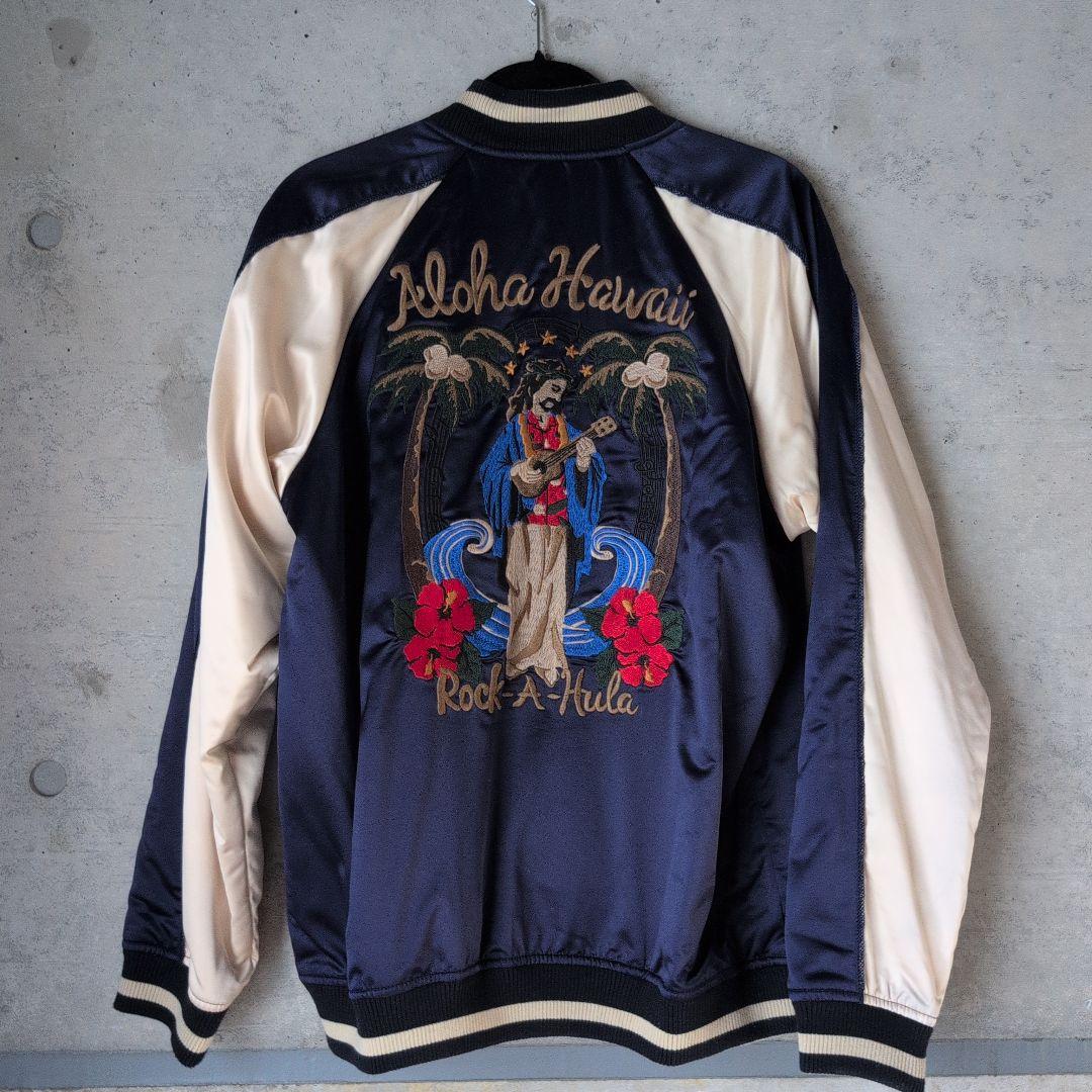 glamb 刺繍 スカジャン ギターとハイビスカス