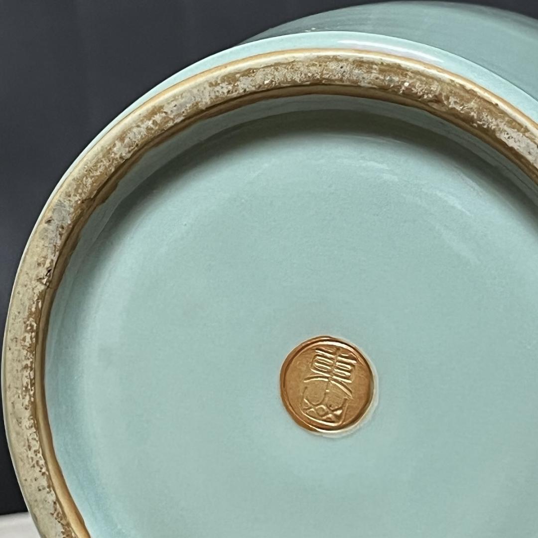 宮永東山 青磁 鳳凰耳 花入 共箱 耳付花入 茶道具 【k3437】 - メルカリ