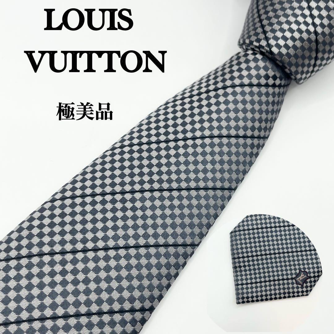 ✨極美品✨LOUIS VUITTON ネクタイマイクロダミエ極大LVロゴ