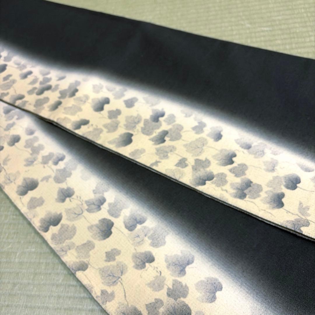 Aなるなるページ　正絹　西陣織　紬　全通袋帯《ツートンカラー葉模様》