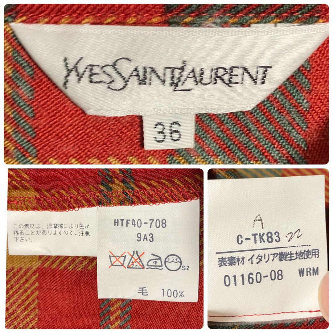 状態良好❗️】90's YEVS SAINT LAURENT 総柄 ウールシャツ - メルカリ