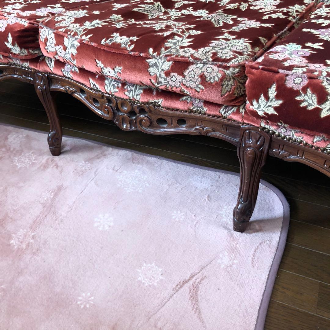 金華山 イタリア ビクトリアンスタイル 3人掛けソファ 赤色 花柄