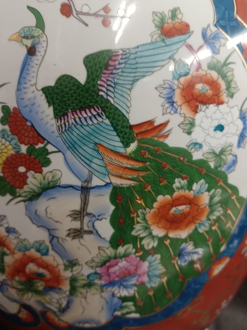 古許窯 菊水作 花鳥図 大花瓶 高70cm 大壺 有田焼 伊万里焼 花器 飾り