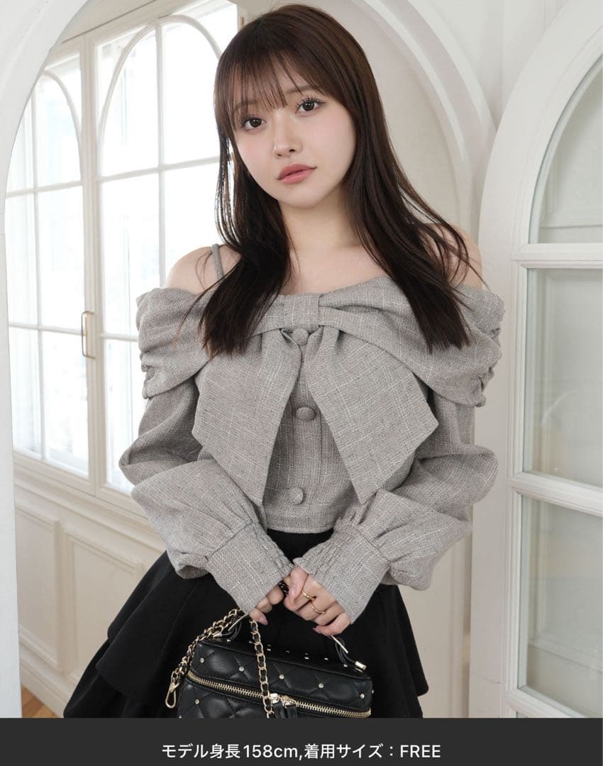 LIP SERVICE リボンオフショルロングスリーブトップス グレー LI2530EW013021_dc_thumb.jpg