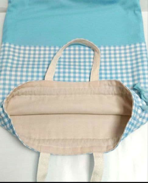 ☆入園・入学セット☆レッスンバッグ 上履き袋 体操服袋 水色 ギンガム