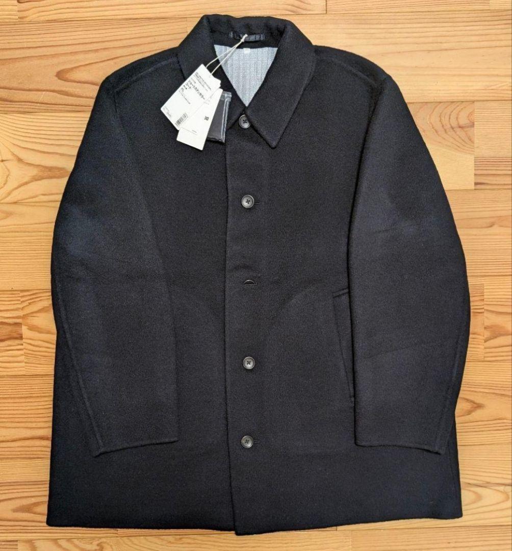 MUJI Labo カシミヤ混ショートステンカラーコート XL 黒 未使用タグ付