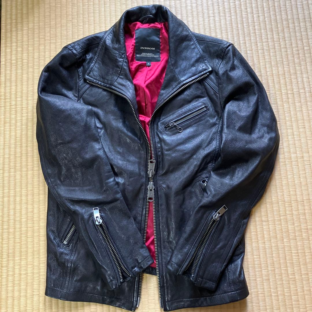 美品・羊革】ジャックローズ シングルライダース 裏地赤 size 5 LL相当