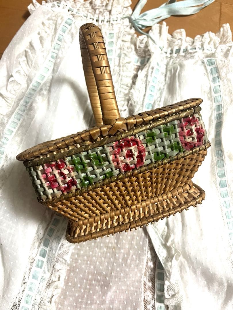 小さめ　アンティーク　フランス　ローズ　パニエ バスケット パニエ バスケット | Le petit atelier 22