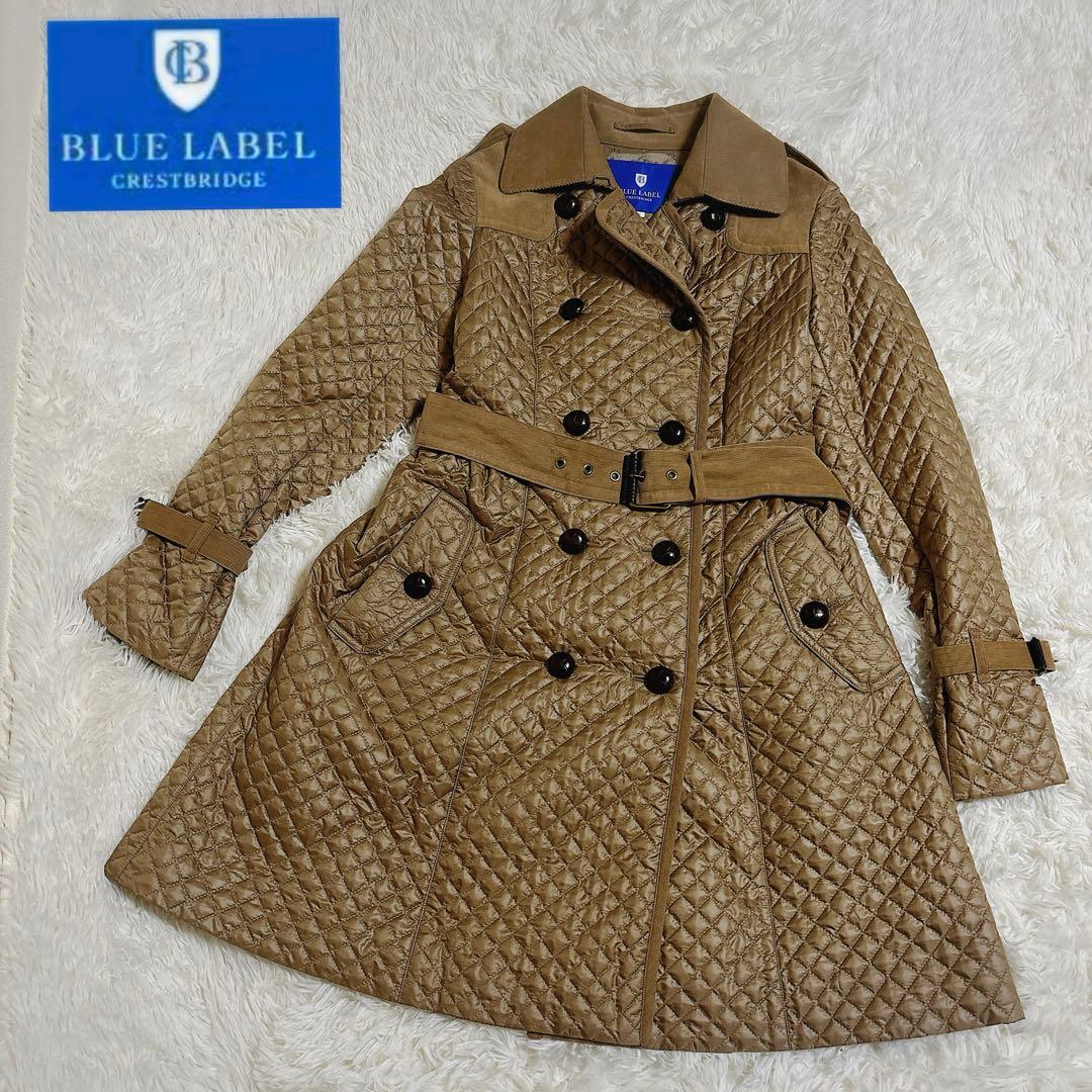 美品ブルーレーベルクレストブリッジ トレンチコートキルティング ベージュ38 M BLUE LABEL CRESTBRIDGE」トレンチコートに環境負荷の低い原材料を使用