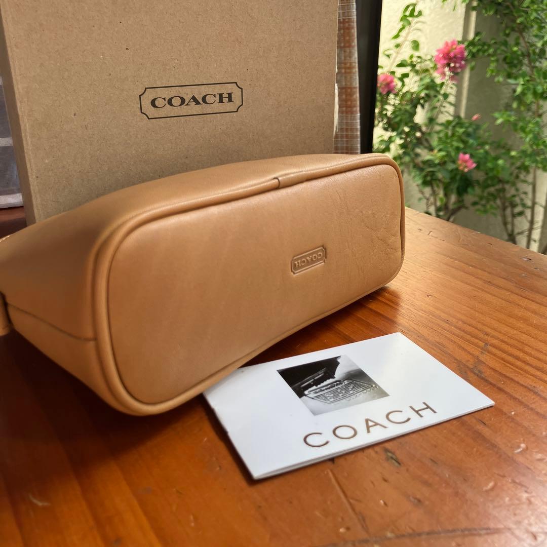 オールドコーチvintageコーチ キャメルレザー ポーチ - メルカリ