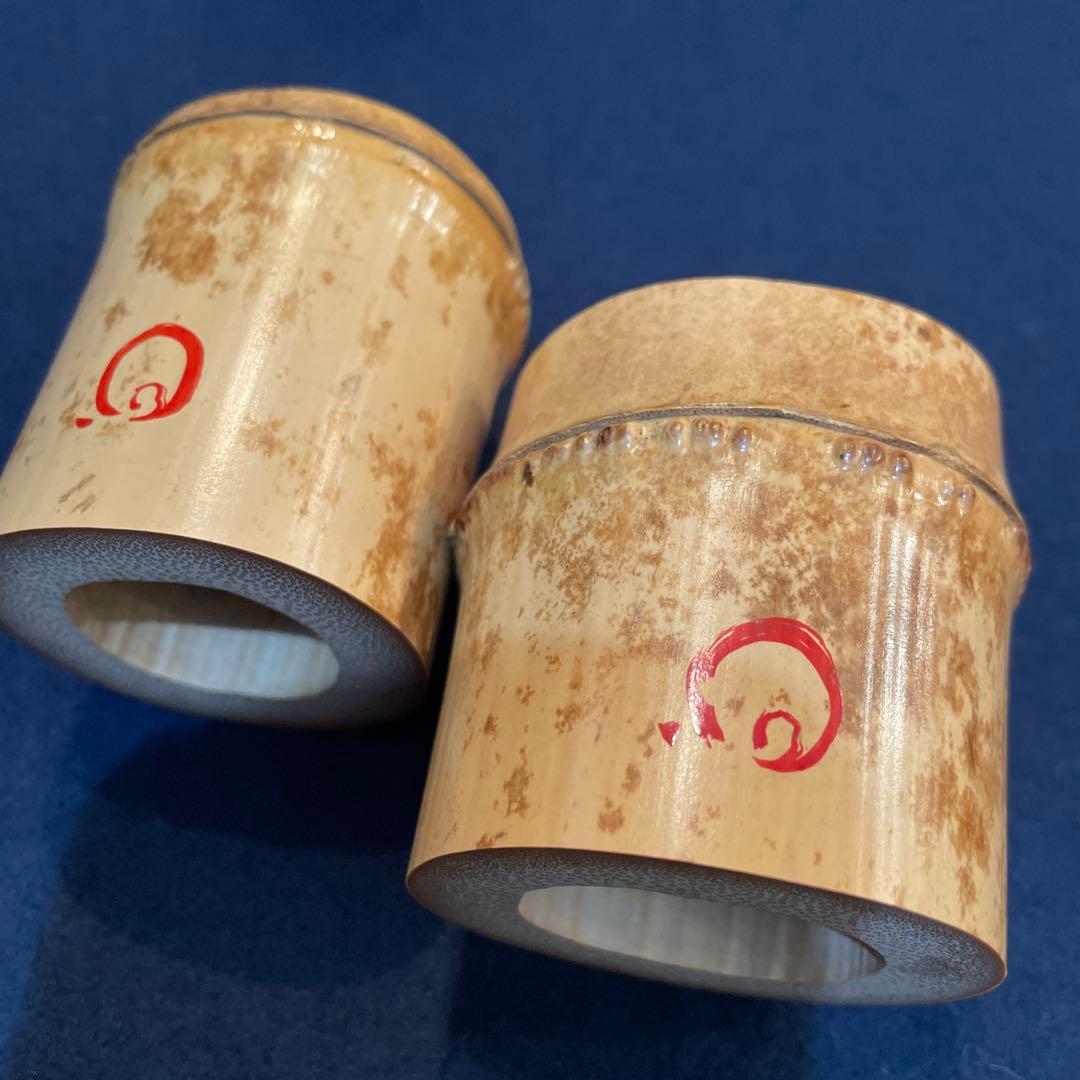 竹田 益州】(和尚)花押・箱書『竹蓋置 一双』【高野 宗陵】(作)共箱※美