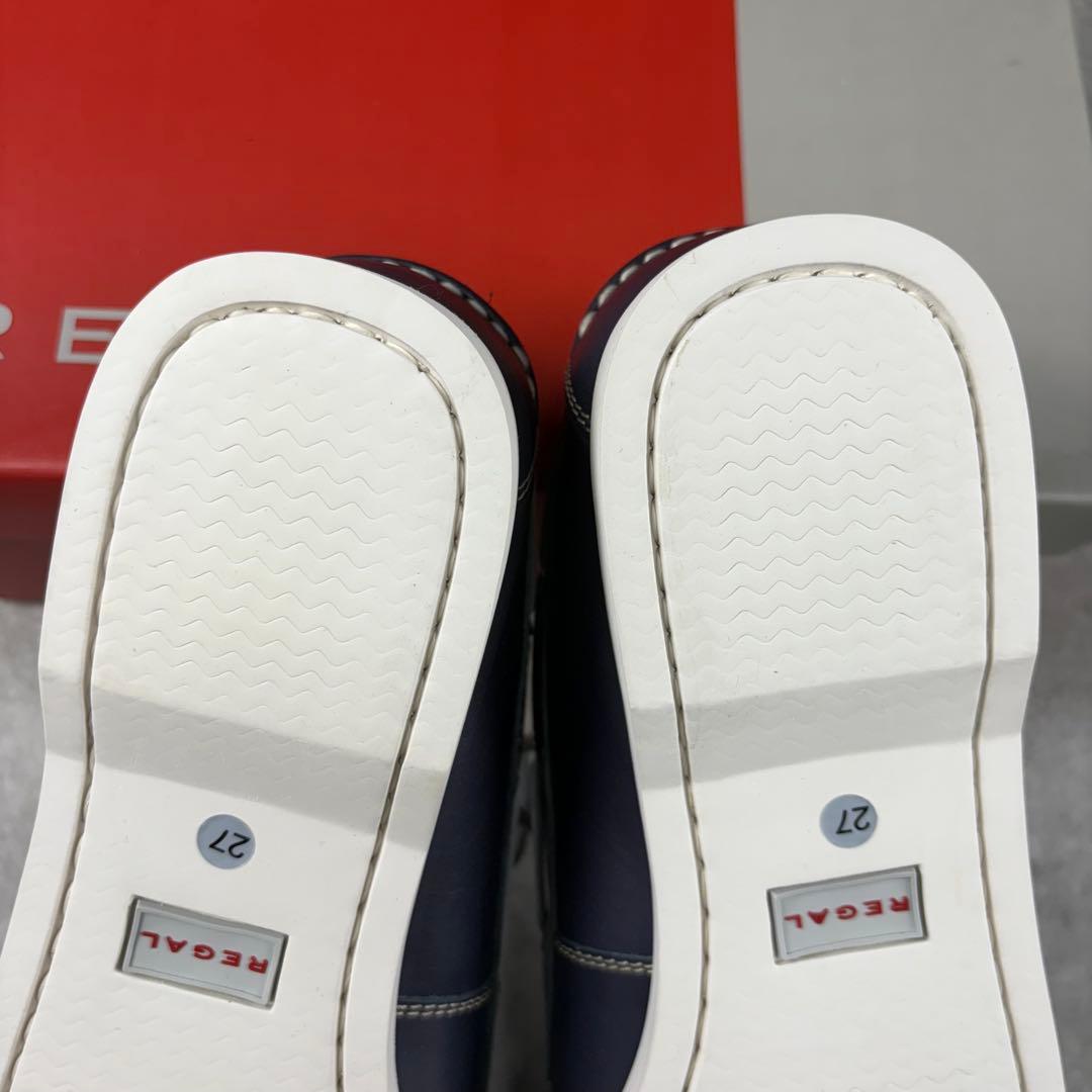 未使用 リーガル REGAL レザー 本革 デッキシューズ 27㎝ ネイビー