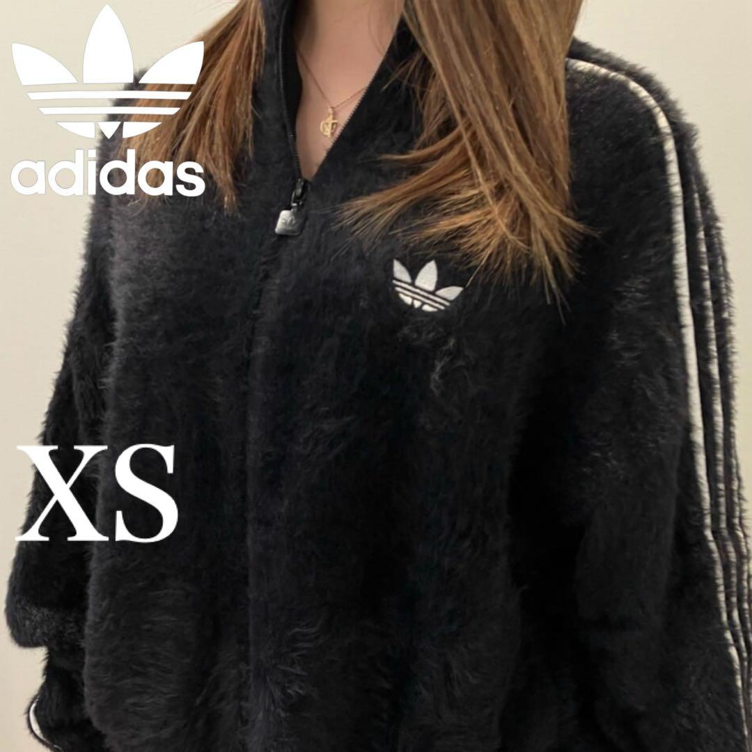 希少XS⭐️adidas フェイクモヘヤ クラシック トラックトップ 黒 ぴょ