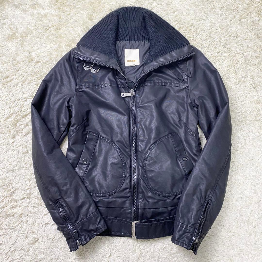 美品 ディーゼル ライダース ハイネック ブルゾン コーティング