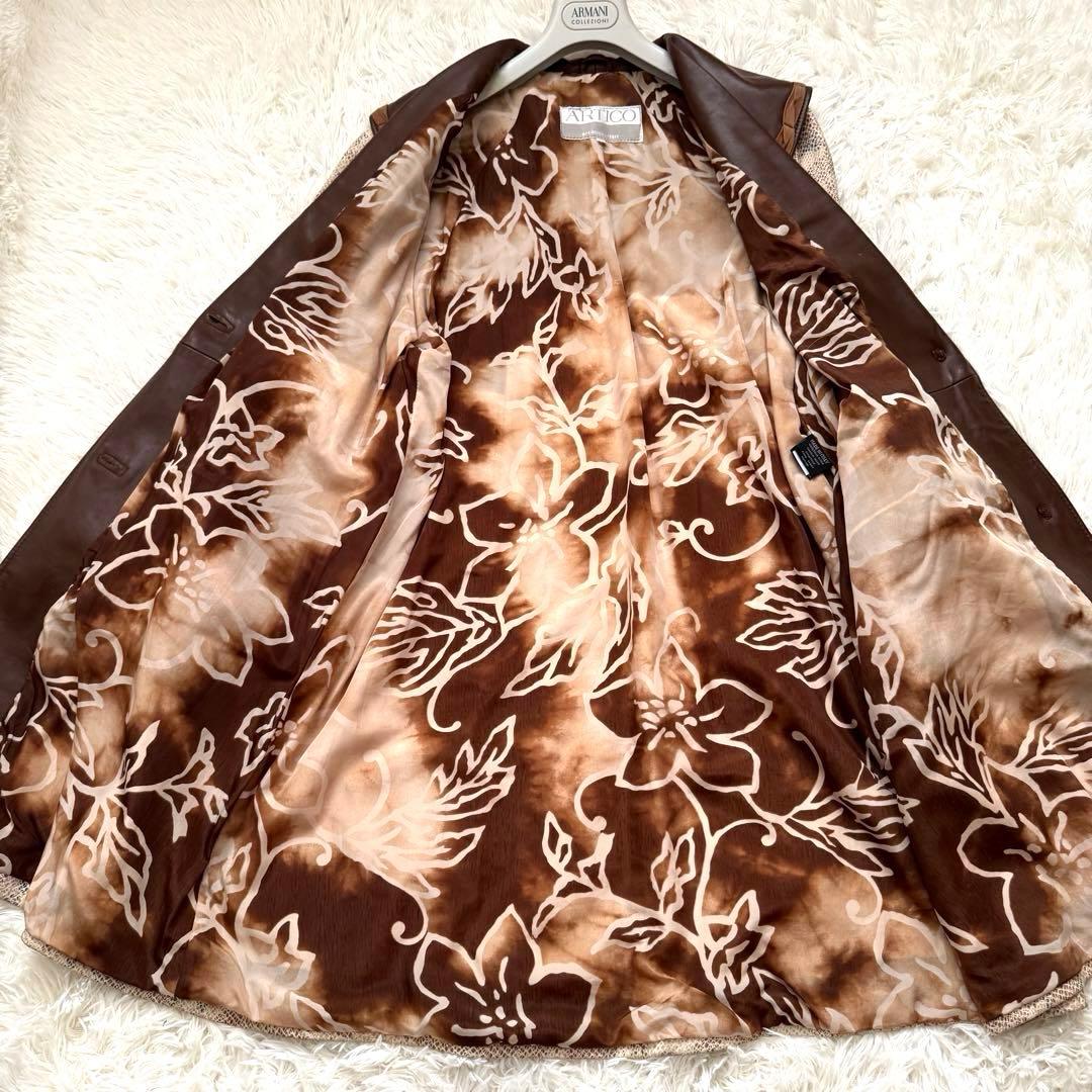 希少】ARTICO オールレザー ロングコート パイソン柄 40 - メルカリ