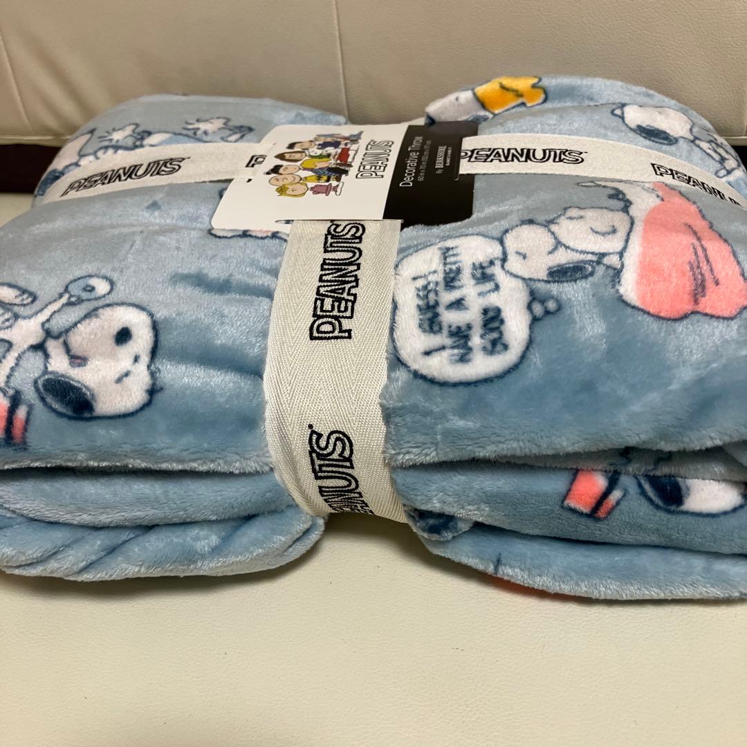新品 スヌーピーPeanuts® ブルー 大判ひざ掛け コストコブランケット