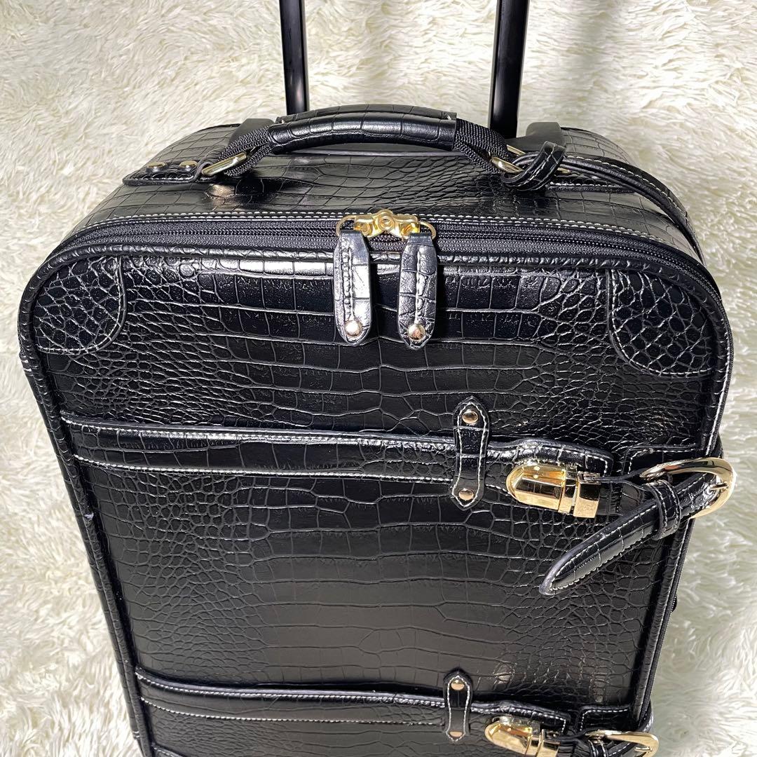 SWANY スワニー クロコ型押し キャリー ブラック - メルカリ