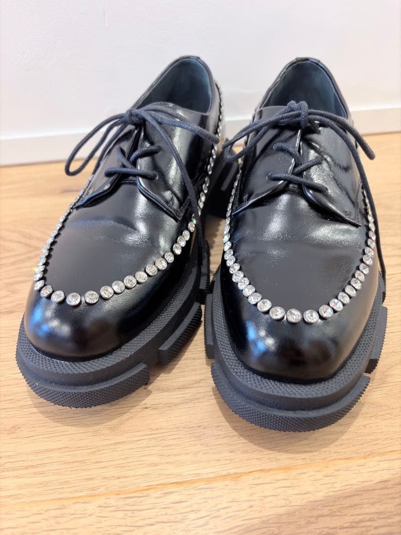 【1/4迄特価！】MANA スタッズレースアップシューズ（ビジュー）24.5cm