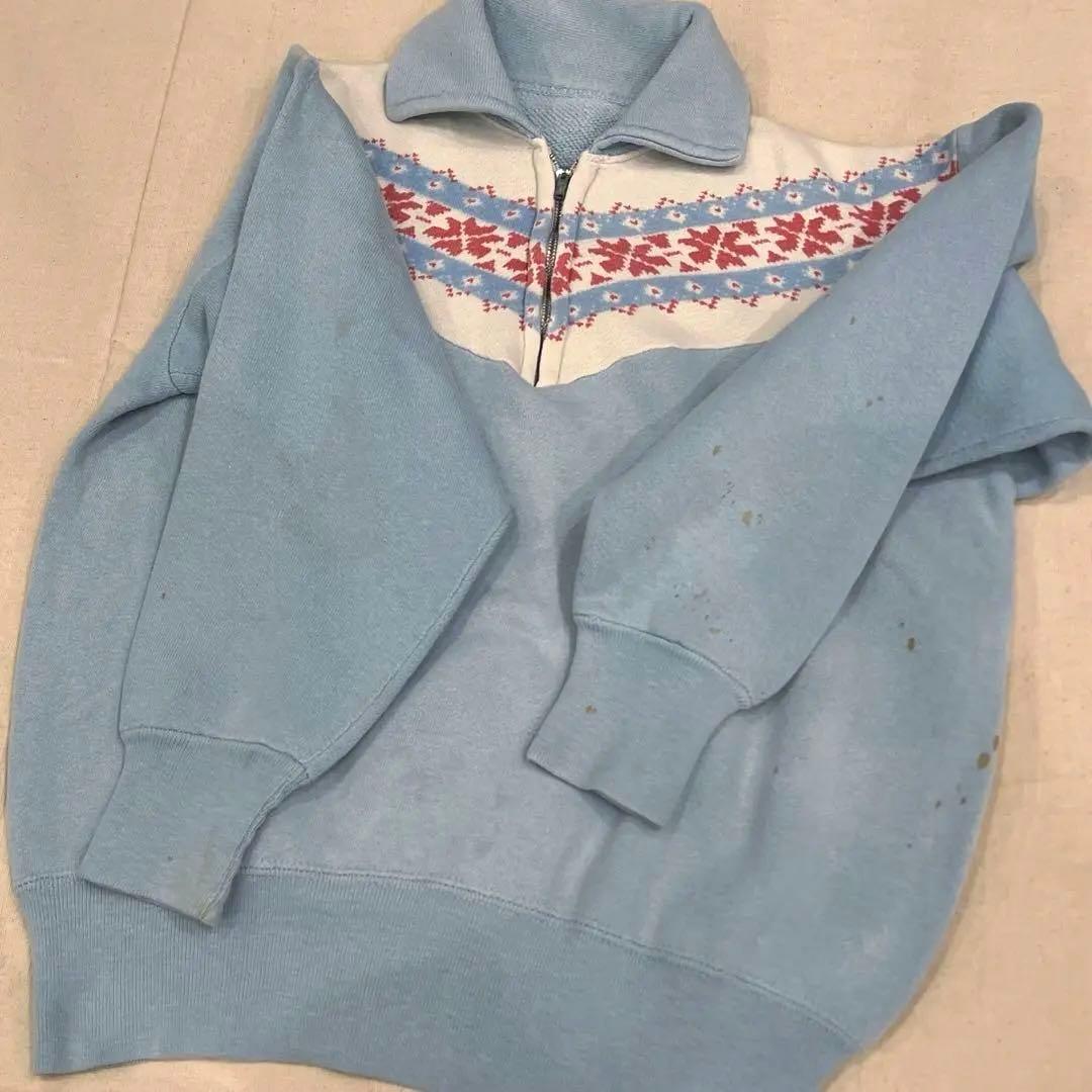 50s 60s 雪柄 HALF ZIP ハーフジップ ヴィンテージ スウェット - メルカリ