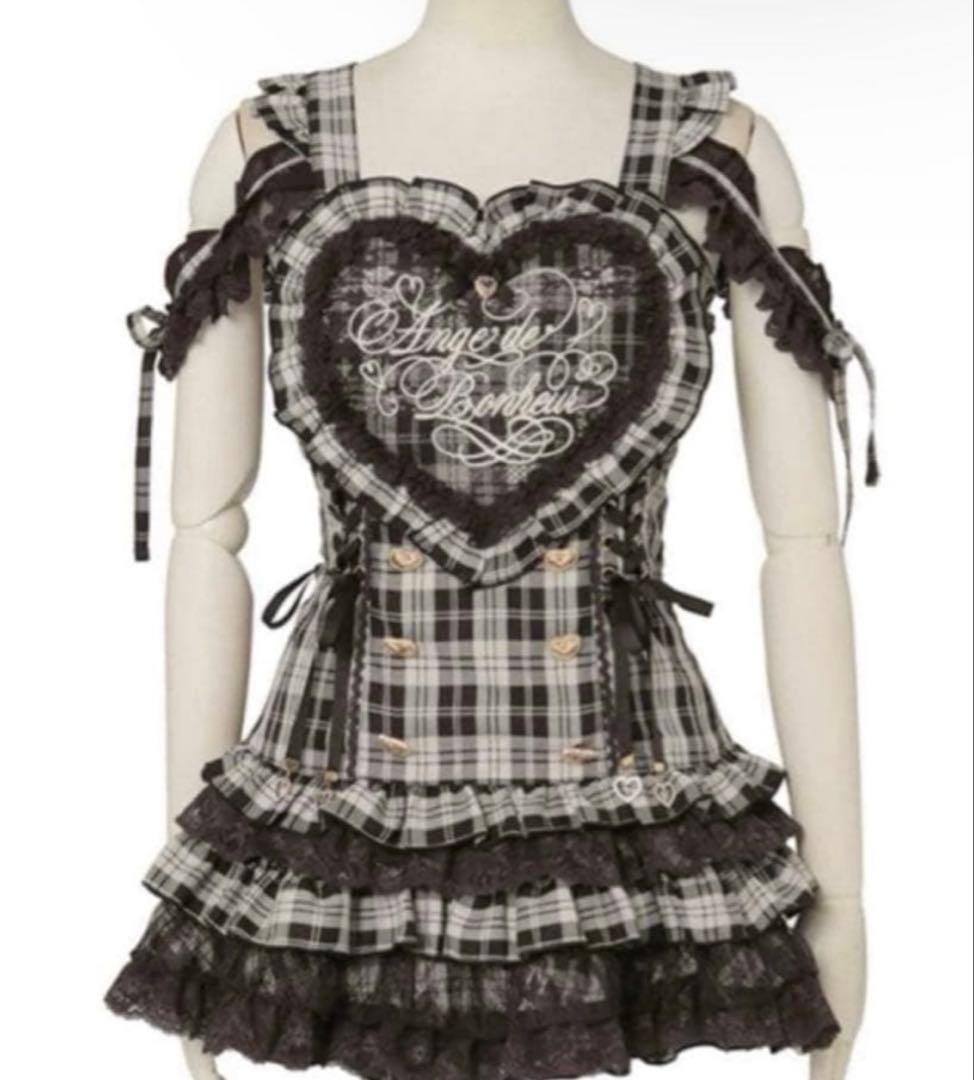 LIZLISA ハートエプロンジャンスカセットアップ グレー 地雷系 地雷