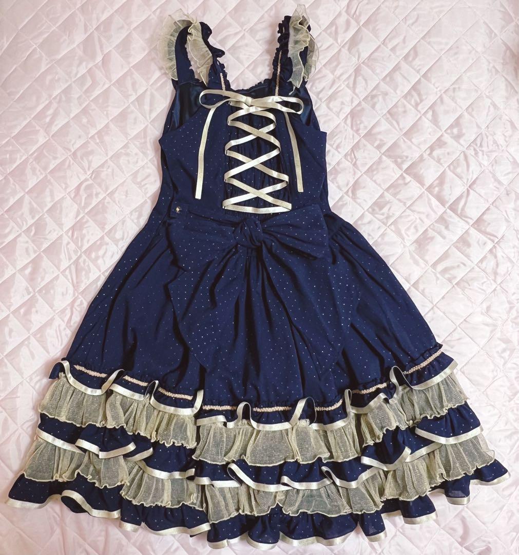 【最終お値下げ】美品　BABY, Twinkle girl ジャンスカ ネイビー