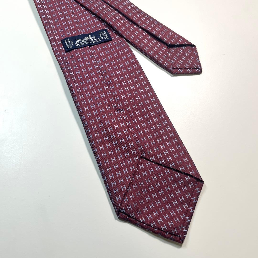 名作✨極美品✨HERMES エルメス ネクタイ ファソネ H柄 高級シルク