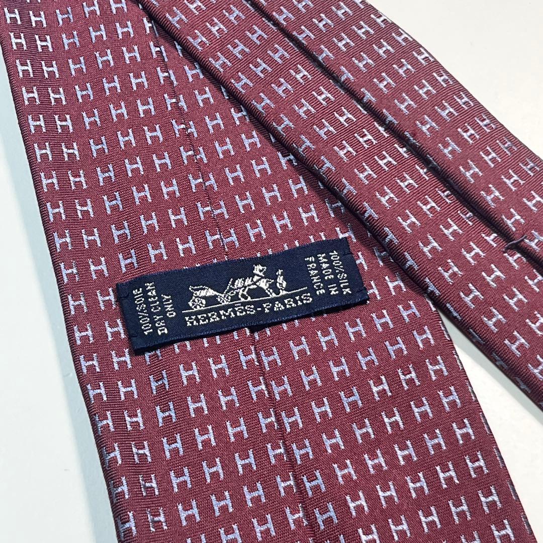 名作✨極美品✨HERMES エルメス ネクタイ ファソネ H柄 高級シルク