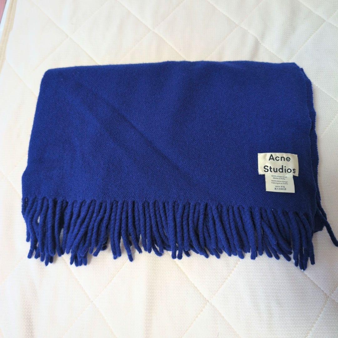 Acne Studios ブルー 青 マフラー フリンジ ストール アクネ - メルカリ