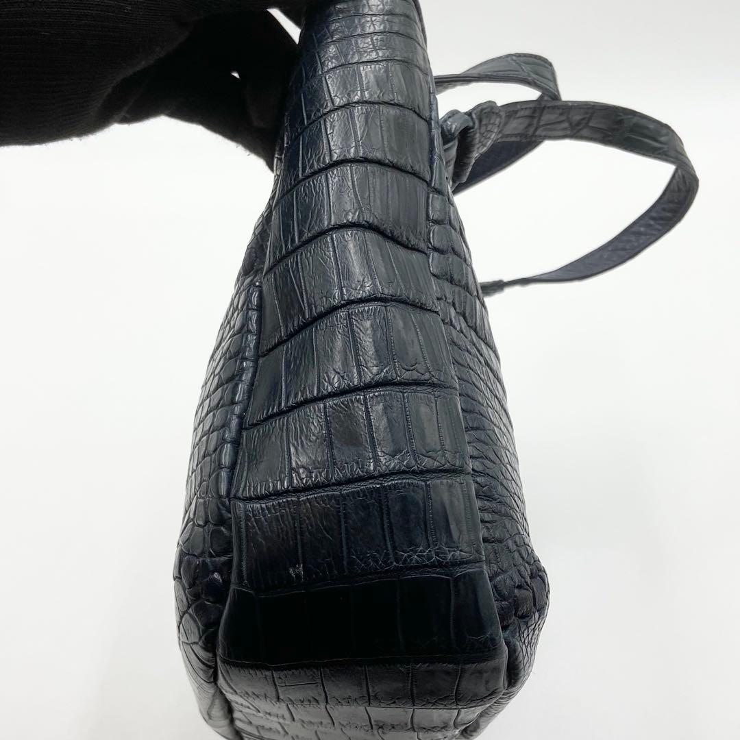 極美品 IBIZA イビサ 2way クロコダイル マット レザ ネイビー