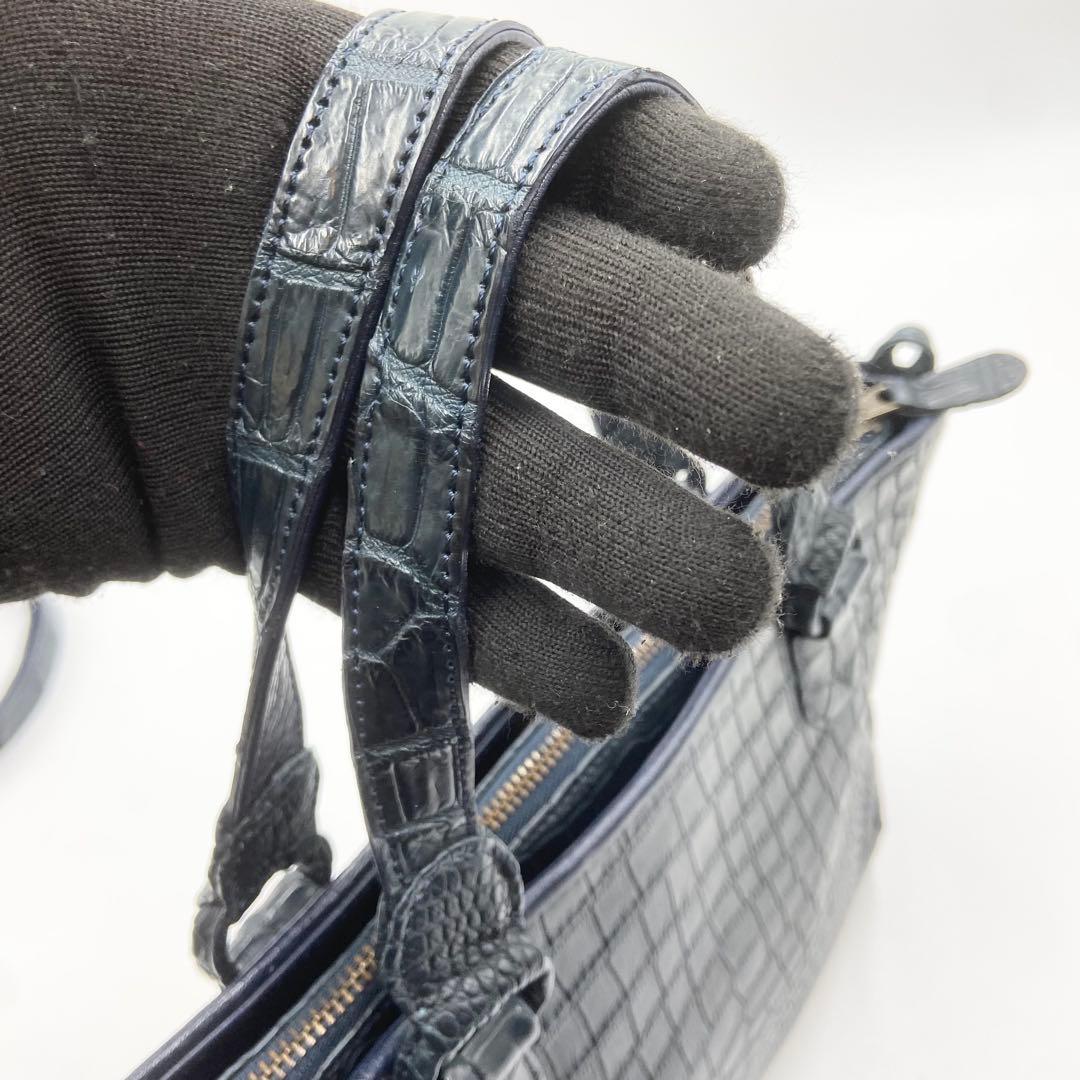 極美品 IBIZA イビサ 2way クロコダイル マット レザ ネイビー