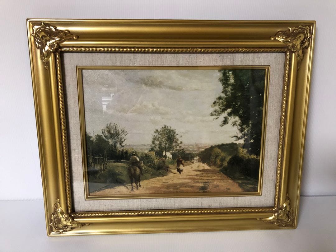 【コロー】風景画 ゴールドフレーム セーブルの田舎道 複製 日本写真印刷株式会社 Yahoo!オークション - 【真作】複製画 カミーユ・コロー セーブルの田