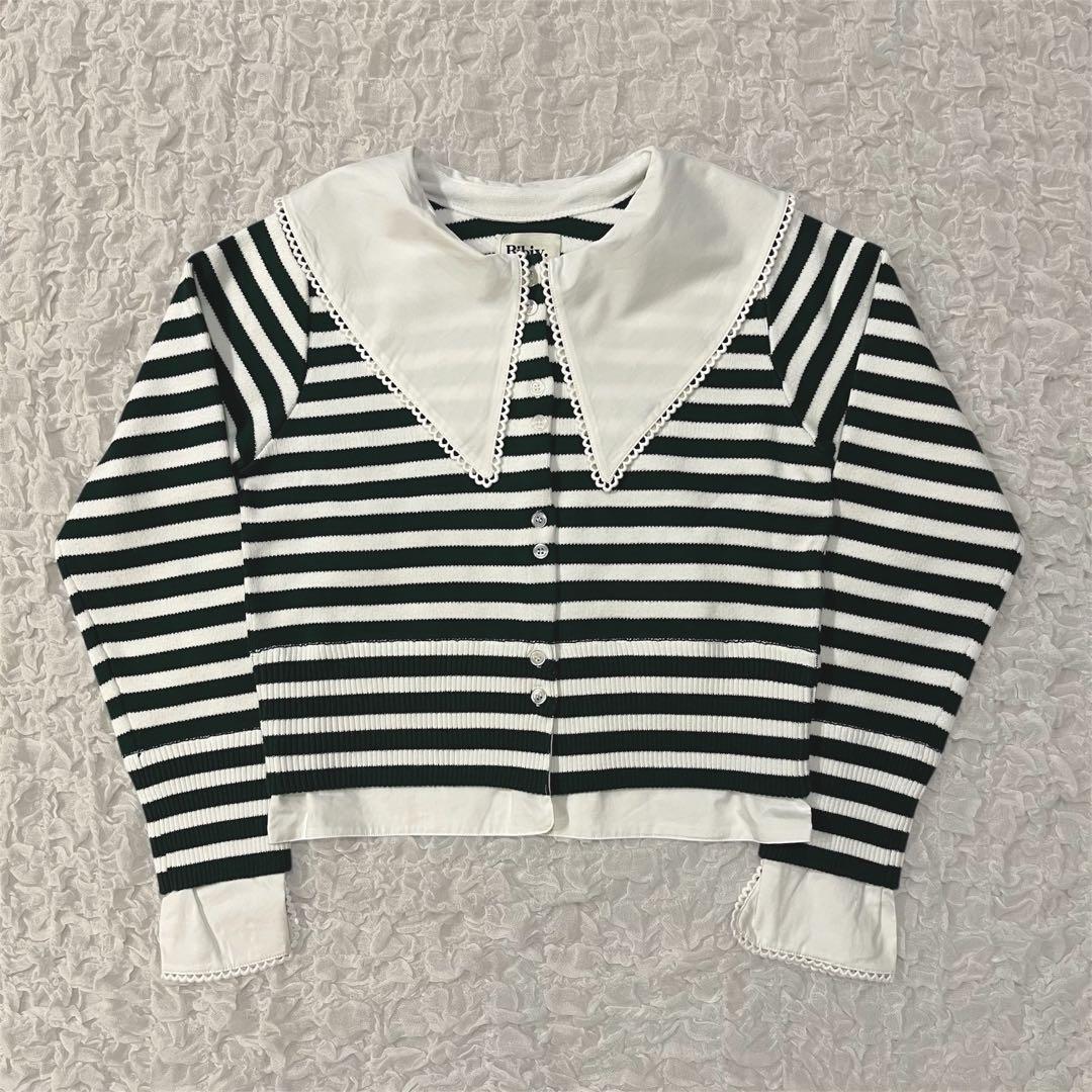 【新品未使用】Bibiy. ボーダー長袖ニットカーディガン 新品未使用】Bibiy. ボーダー長袖ニットカーディガン - メルカリ