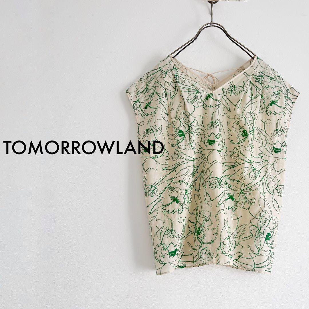 TOMORROWLAND ラインリーフエンブロイダリー キャップスリーブブラウス ラインリーフエンブロイダリー キャップスリーブブラウス | maison