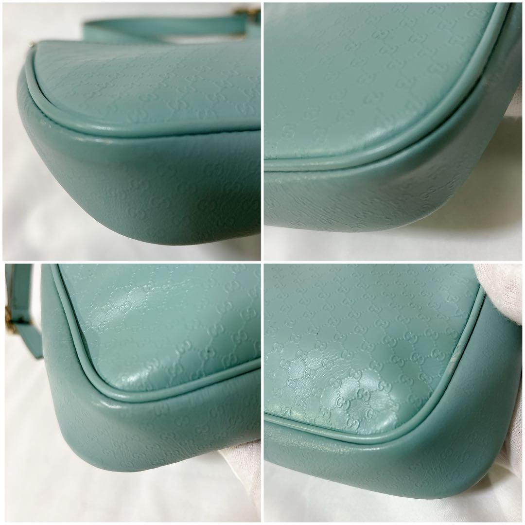 希少】グッチ アクセサリーポーチ マイクロシマ レザー ブルー ワン