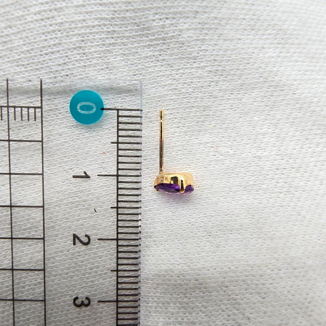K18 アメジスト ピアス 0.64ct ペアシェイプ 0.40g 天然石