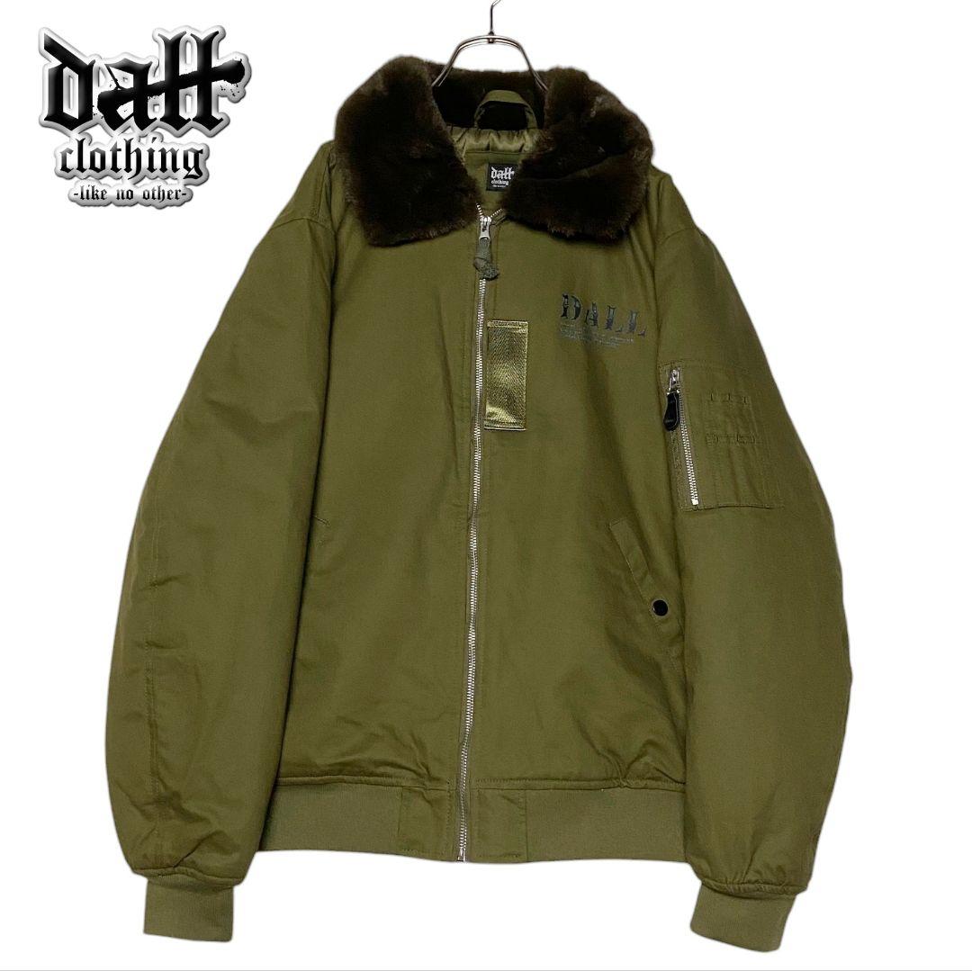 希少 DALL ボンバーフライトジャケット カーキ L 襟ボア肉厚ブルゾン完売品 最高峰□イタリア*De Rosso*メンズ ボア付 豪華刺繍 フライト