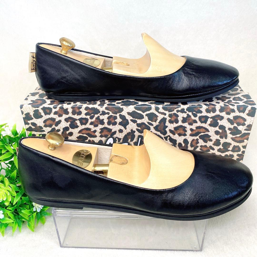 極美品 fs/ny フラットパンプス バレエ シューズ 黒 24 レザー 限定品