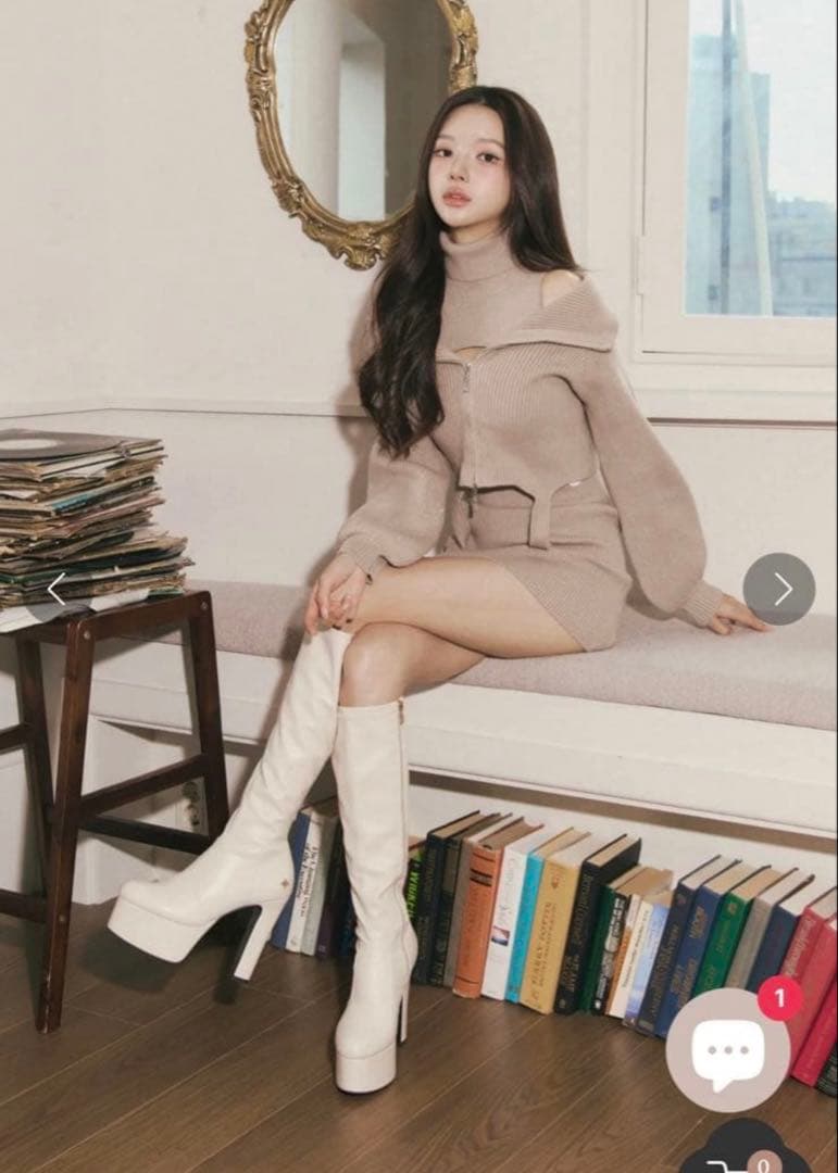 Randy ガーターニットアンサンブル ベージュ - メルカリ